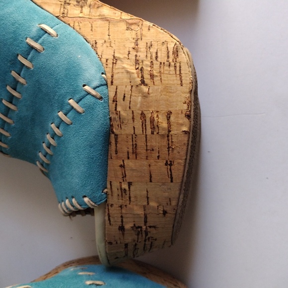 Kelsi Dagger turquoise suede platform high heels sandals 7.5 - Picture 9 of 15